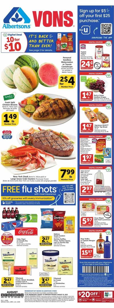 Vons (CA) Weekly Ad Flyer Specials August 16 to August 22, 2023