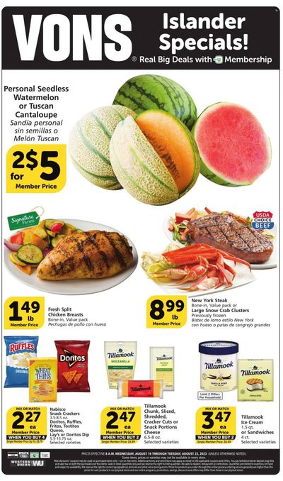 Vons (CA) Weekly Ad Flyer Specials August 16 to August 22, 2023