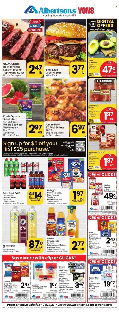 Vons (NV) Weekly Ad Flyer Specials August 16 to August 22, 2023