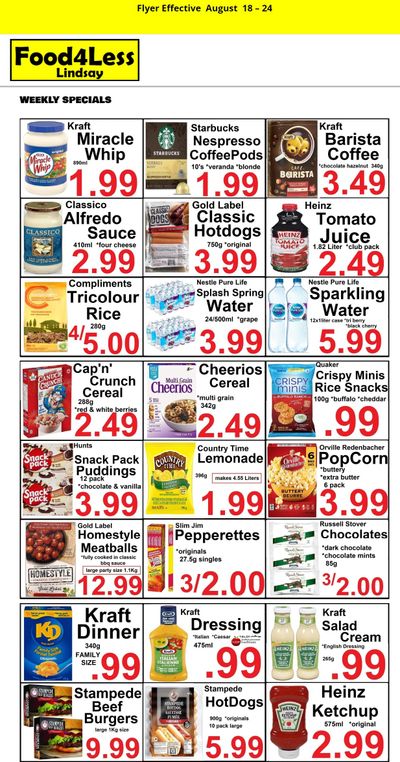 Food 4 Less (Lindsay) Flyer August 18 to 24