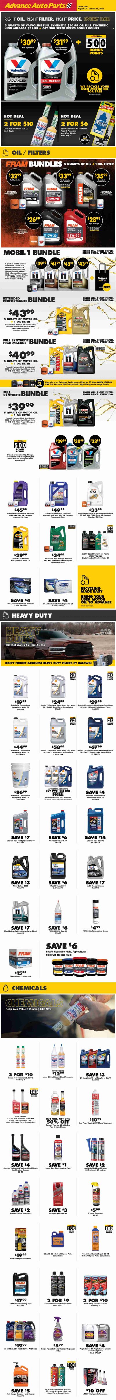 Advance Auto Parts Weekly Ad Flyer Specials August 17 to October 11, 2023