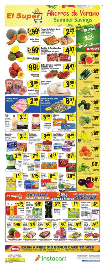 El Super (CA) Weekly Ad Flyer Specials August 16 to August 22, 2023