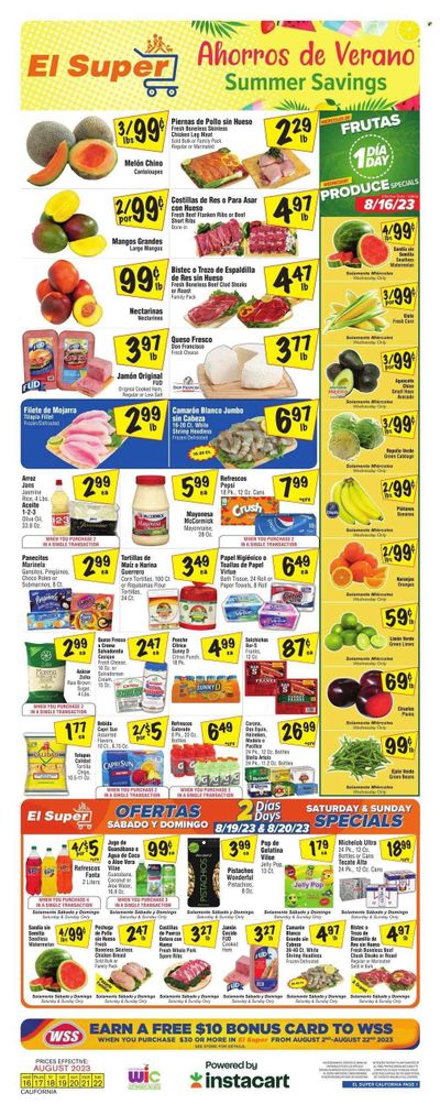 El Super (CA) Weekly Ad Flyer Specials August 16 to August 22, 2023