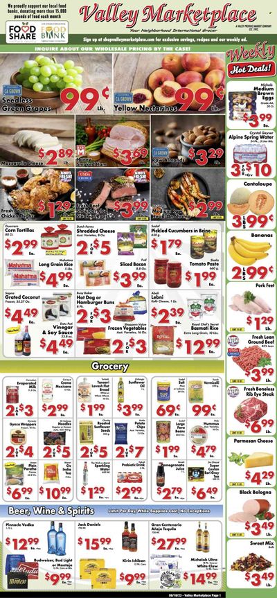Valley Marketplace (CA) Weekly Ad Flyer Specials August 16 to August 22, 2023