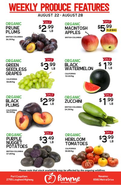 Pomme Natural Market Weekly Produce Flyer August 22 to 28