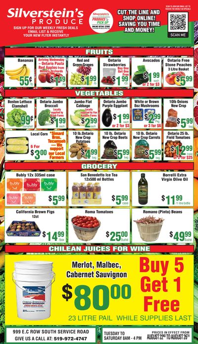 Silverstein's Produce Flyer August 22 to 26