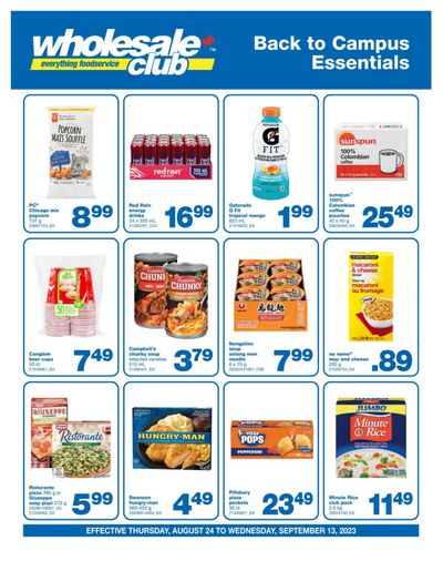 Wholesale Club (West) Back To Campus Essentials Flyer August 24 to September 13
