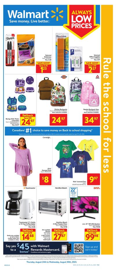 Walmart Rule The School For Less Flyer August 24 to 30