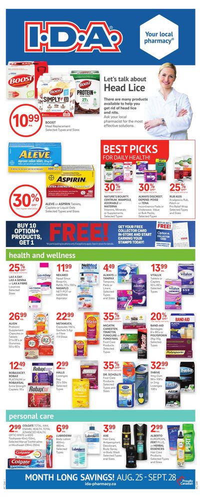 I.D.A. Pharmacy Monthly Flyer August 25 to September 28