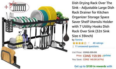 Amazon Canada Deals: Save 47% on Dish Drying Rack Over The Sink + 40% on Conair 3Q Brushless Motor Dryer + 44% on Mirror Dash Cam + More Offers