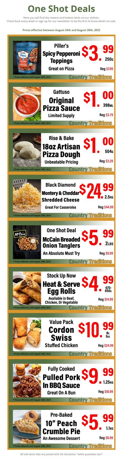 Country Traditions One-Shot Deals Flyer August 24 to 30