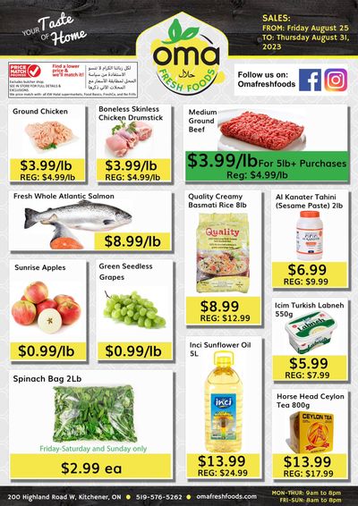 Oma Fresh Foods Flyer August 25 to 31