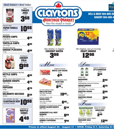 Claytons Heritage Market Flyer August 25 to 31