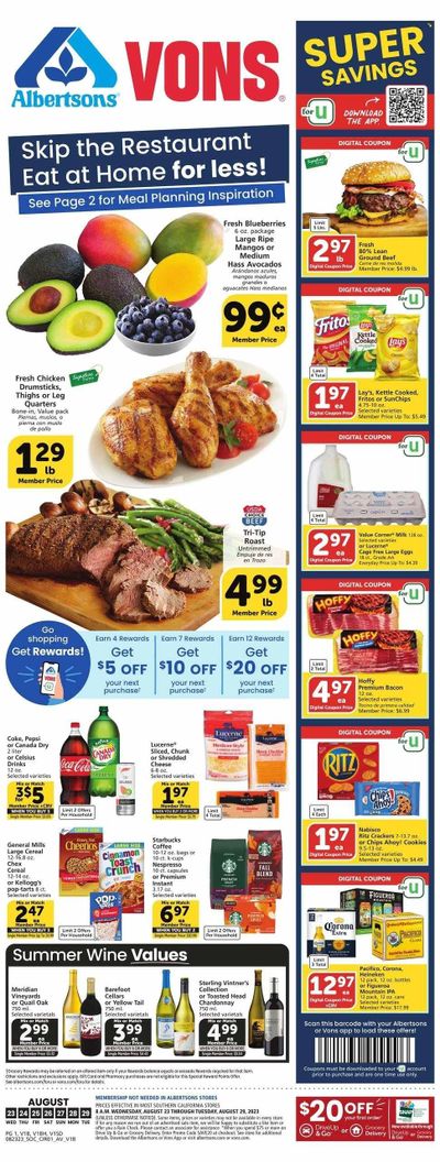 Vons (CA) Weekly Ad Flyer Specials August 23 to August 29, 2023