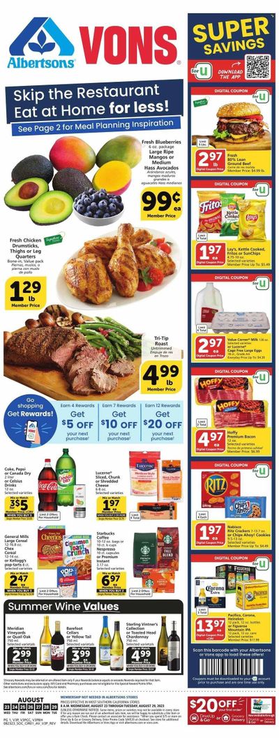 Vons (CA) Weekly Ad Flyer Specials August 23 to August 29, 2023