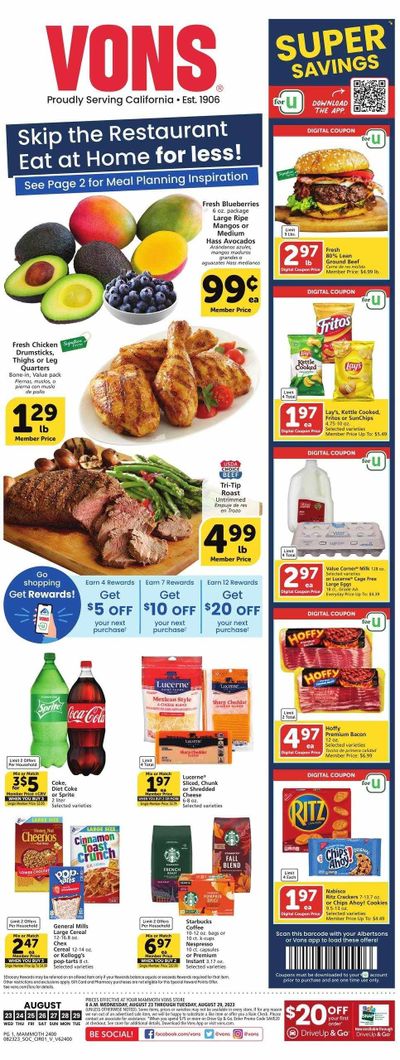 Vons (CA) Weekly Ad Flyer Specials August 23 to August 29, 2023