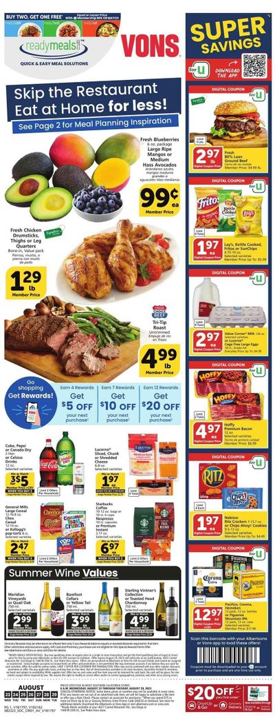 Vons (CA) Weekly Ad Flyer Specials August 23 to August 29, 2023