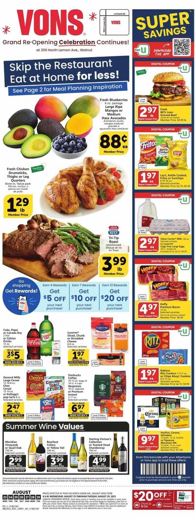 Vons (CA) Weekly Ad Flyer Specials August 23 to August 29, 2023