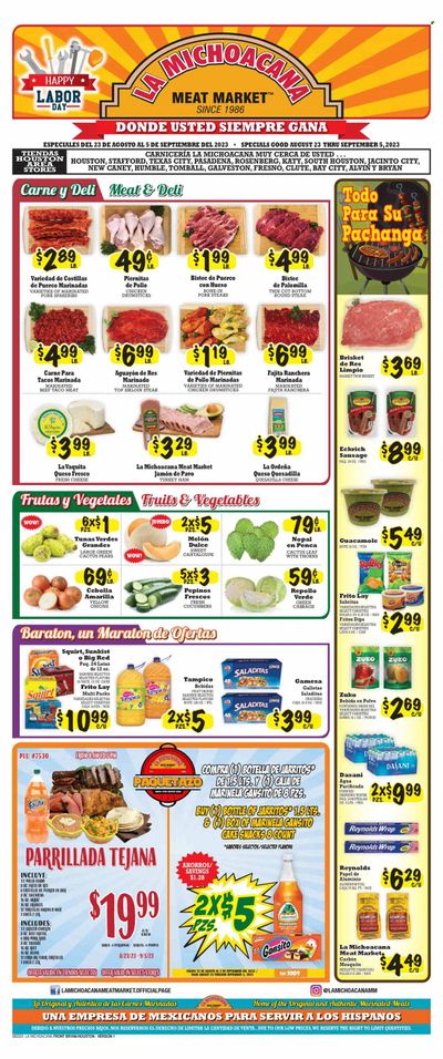 La Michoacana Meat Market (TX) Weekly Ad Flyer Specials August 23 to September 5, 2023