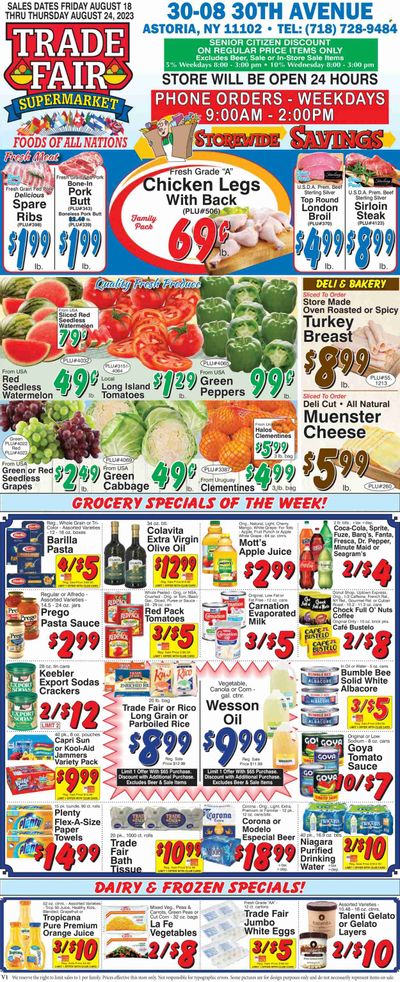 Trade Fair Supermarket (NY) Weekly Ad Flyer Specials August 18 to August 24, 2023