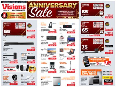 Visions Electronics Anniversary Sale Flyer August 25 to 31