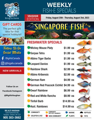 Big Al's (Vaughan) Weekly Specials August 25 to 31