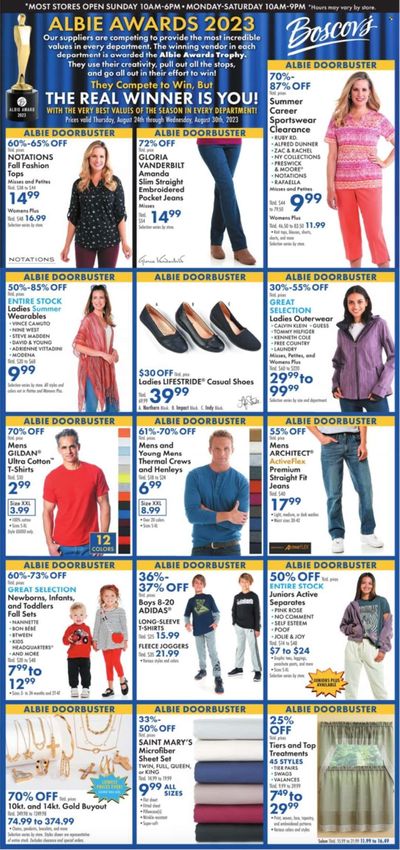 Boscov's (CT, DE, MD, NJ, NY, PA) Weekly Ad Flyer Specials August 24 to August 30, 2023