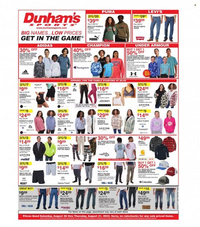 Dunham's Sports (MI, PA, WI) Weekly Ad Flyer Specials August 26 to August 31, 2023