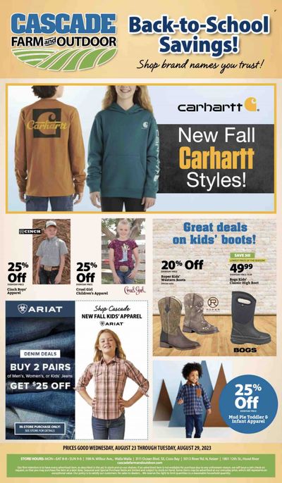 Cascade Farm And Outdoor (OR, WA) Weekly Ad Flyer Specials August 23 to August 29, 2023