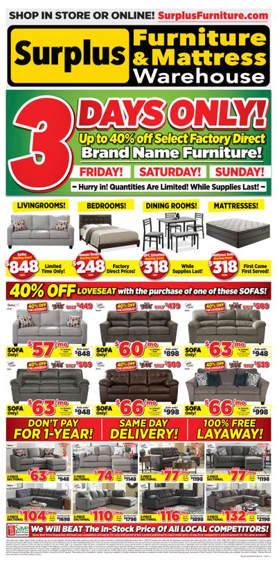 Surplus Furniture & Mattress Warehouse (Sault Ste Marie) Flyer August 28 to September 3