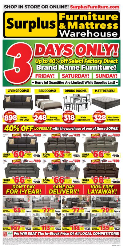 Surplus Furniture & Mattress Warehouse (Regina, Saskatoon, Prince Albert) Flyer August 28 to September 3