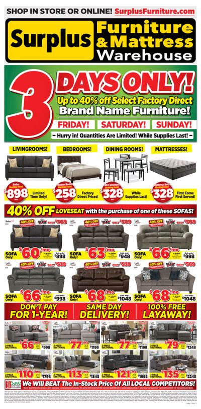 Surplus Furniture & Mattress Warehouse (Calgary, Edmonton) Flyer August 28 to September 3