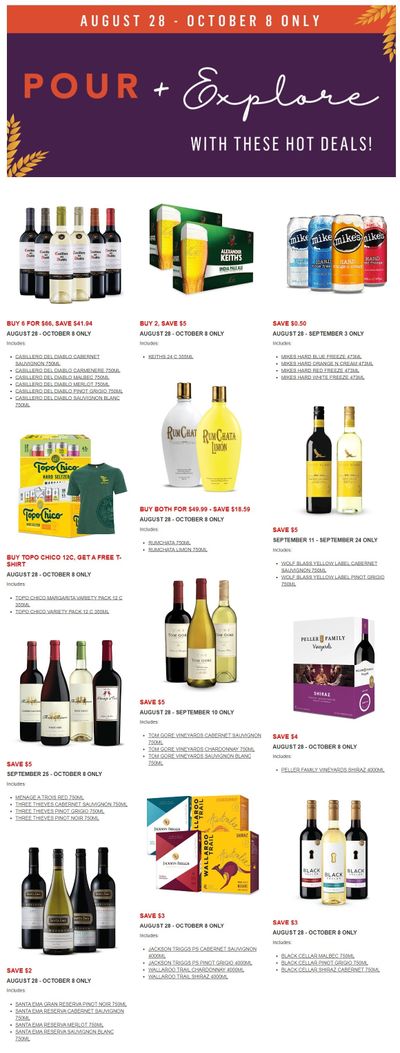 Alcool NB Liquor Monthly Offers August 28 to October 8