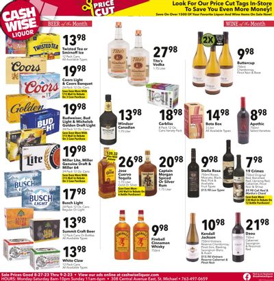 Cash Wise Liquor Only (MN) Weekly Ad Flyer Specials August 27 to September 2, 2023