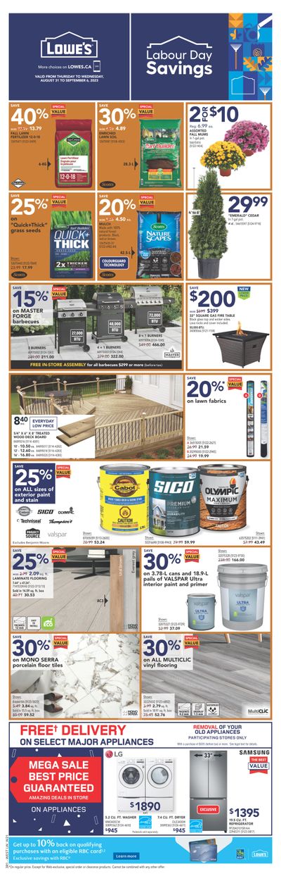 Lowe's (West) Flyer August 31 to September 6
