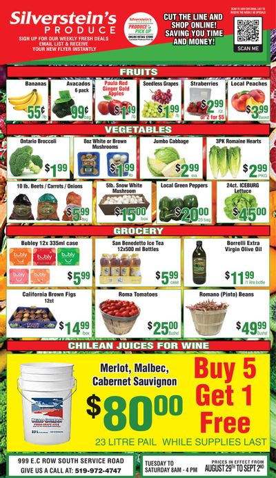 Silverstein's Produce Flyer August 29 to September 2