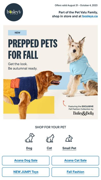 Bosley's by PetValu Flyer August 31 to October 4