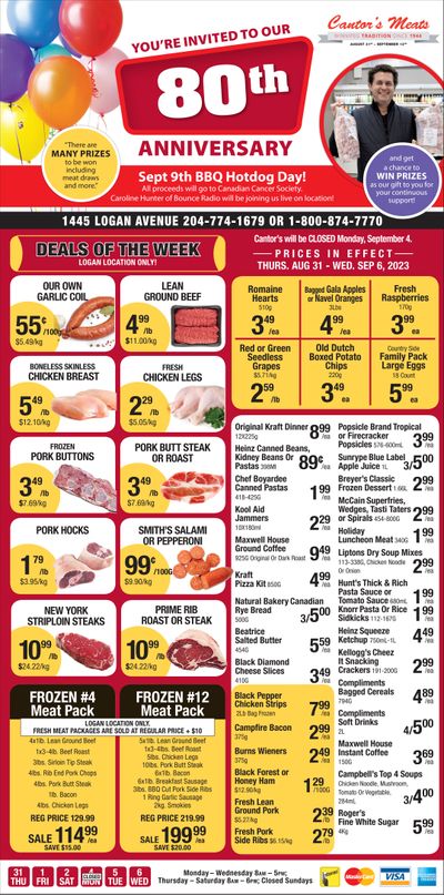 Cantor's Meats Flyer August 31 to September 6