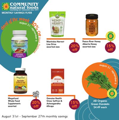 Community Natural Foods Flyer August 31 to September 27