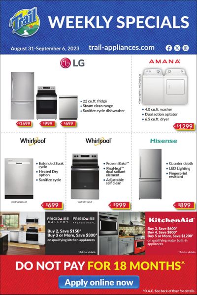 Trail Appliances (AB & SK) Flyer August 31 to September 6