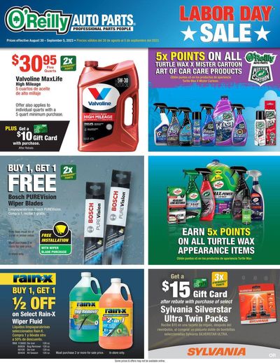 O'Reilly Auto Parts Weekly Ad Flyer Specials August 30 to September 5, 2023