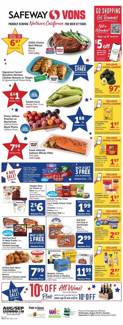 Safeway (CA) Weekly Ad Flyer Specials August 30 to September 5, 2023