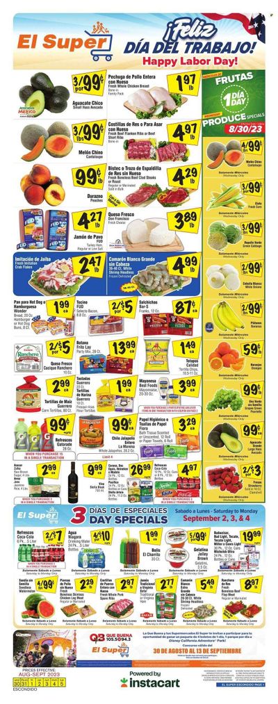 El Super (CA) Weekly Ad Flyer Specials August 30 to September 5, 2023