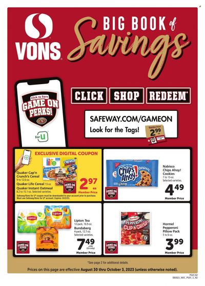 Safeway (CA) Weekly Ad Flyer Specials August 30 to October 3, 2023