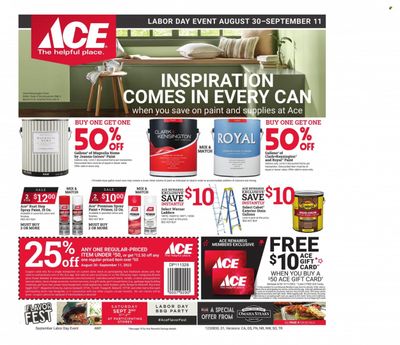 ACE Hardware Weekly Ad Flyer Specials August 30 to September 11, 2023