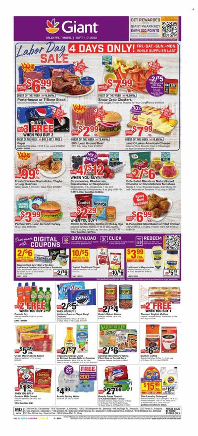 Giant Food (DE, MD, VA) Weekly Ad Flyer Specials September 1 to September 7, 2023