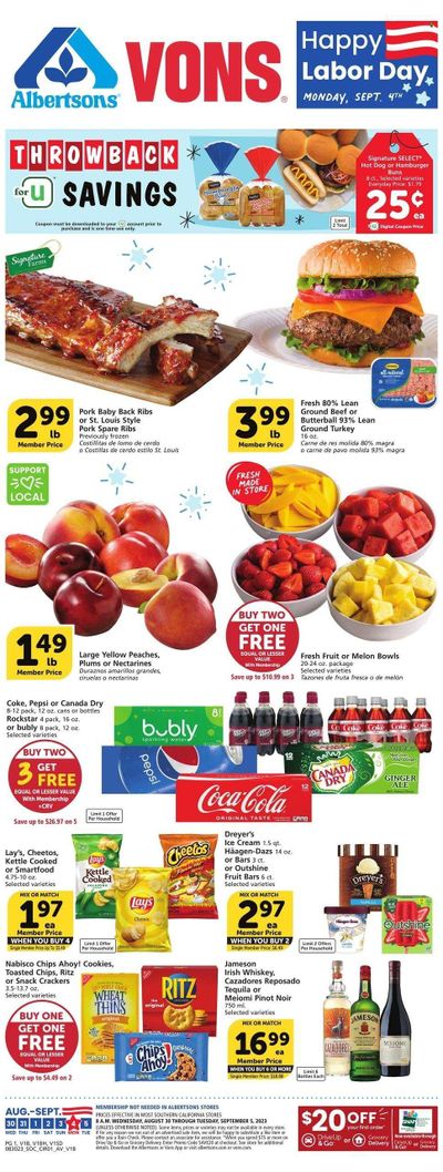 Vons (CA) Weekly Ad Flyer Specials August 30 to September 5, 2023