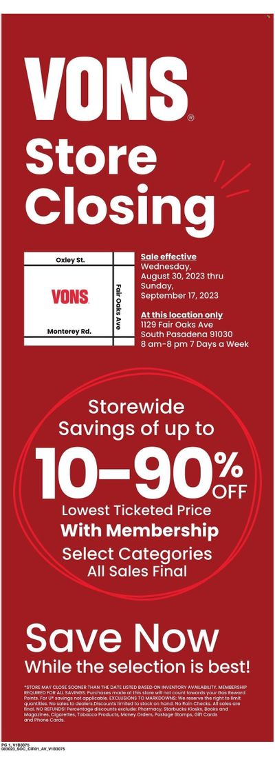 Vons (CA) Weekly Ad Flyer Specials August 30 to September 5, 2023