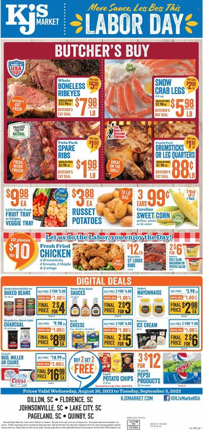 KJ´s Market (GA, SC) Weekly Ad Flyer Specials August 30 to September 5, 2023
