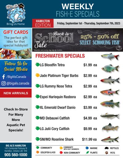 Big Al's (Hamilton) Weekly Specials September 1 to 7